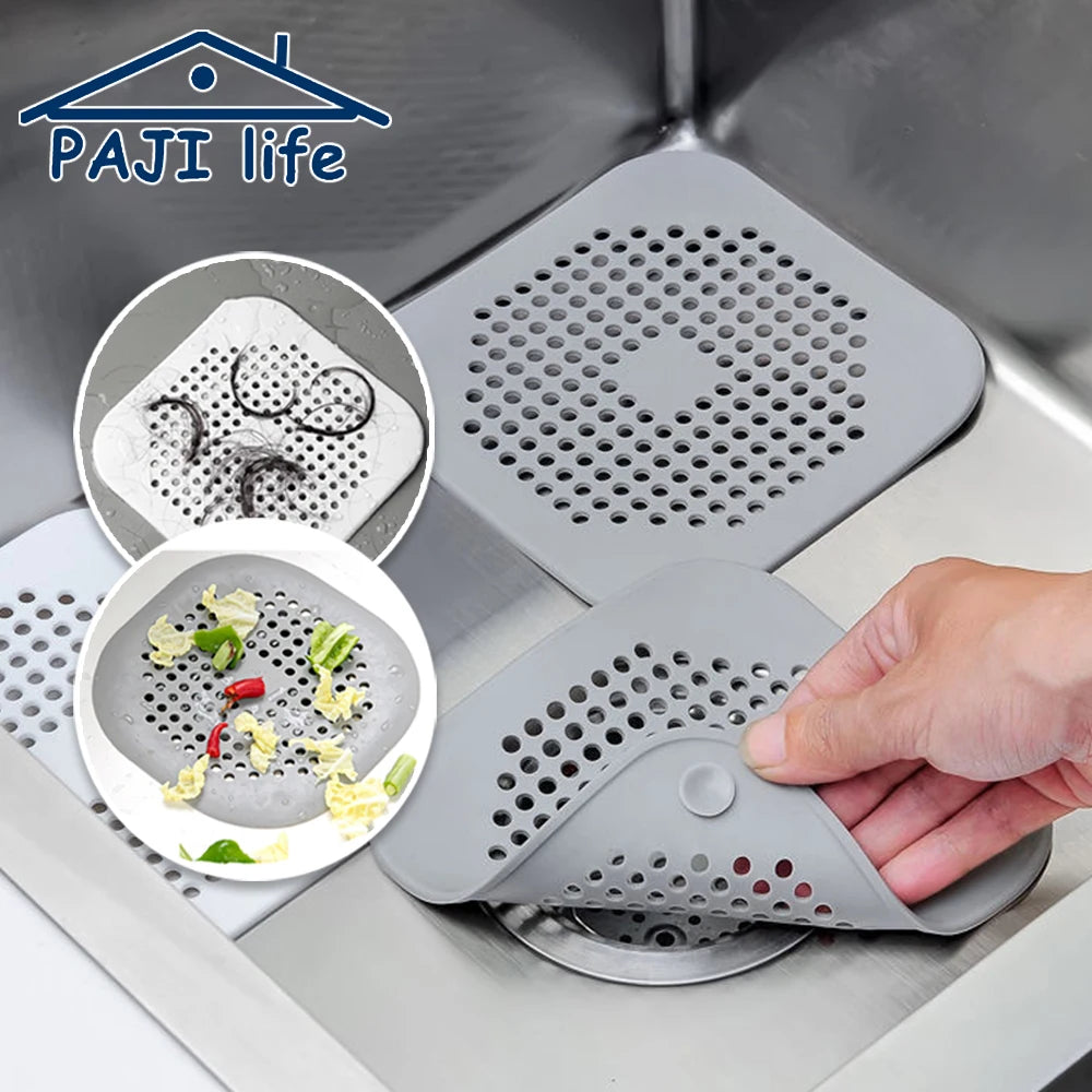 Shower Drain Cover Hair Catcher Flat Silicone Plug Stopper for Bathroom Kitchen Sink Bathtub Strainer TPR Protector