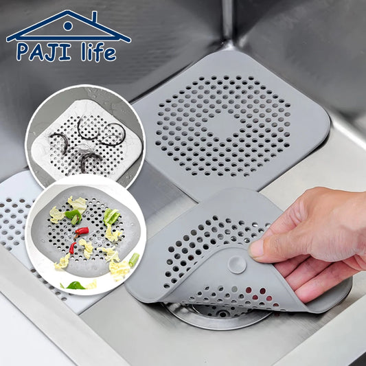 Shower Drain Cover Hair Catcher Flat Silicone Plug Stopper for Bathroom Kitchen Sink Bathtub Strainer TPR Protector